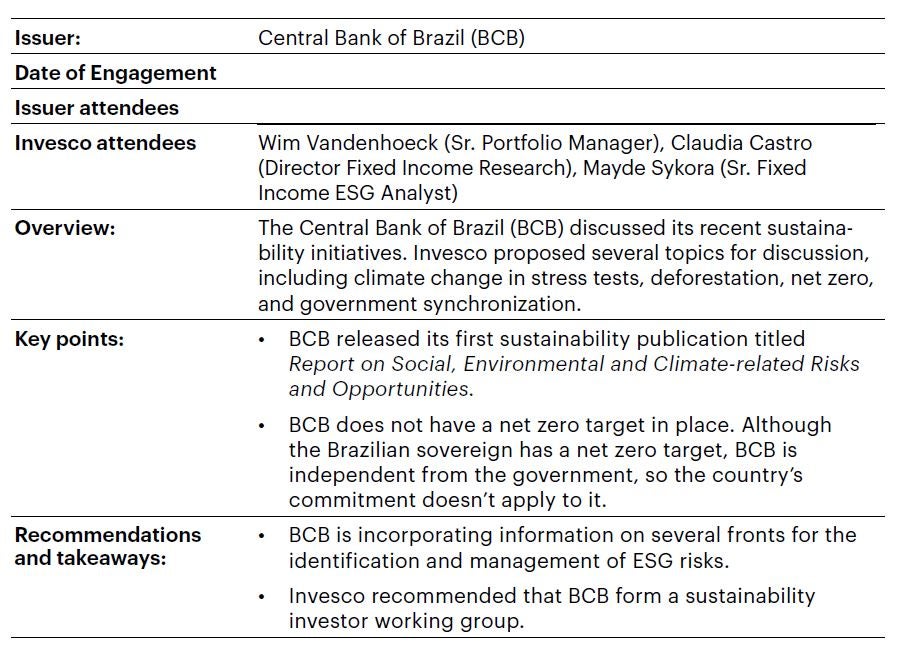 Figure 5: ESG engagement template