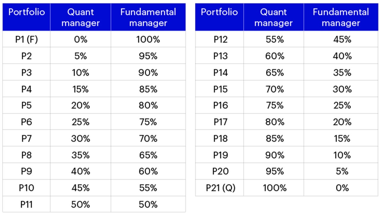 Figure 4 - Hypothetical portfolio weights