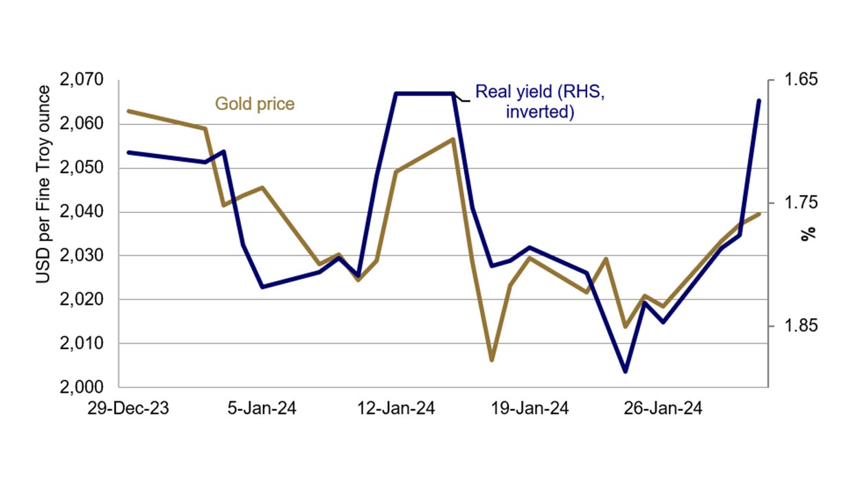 Gold price and real bond yields