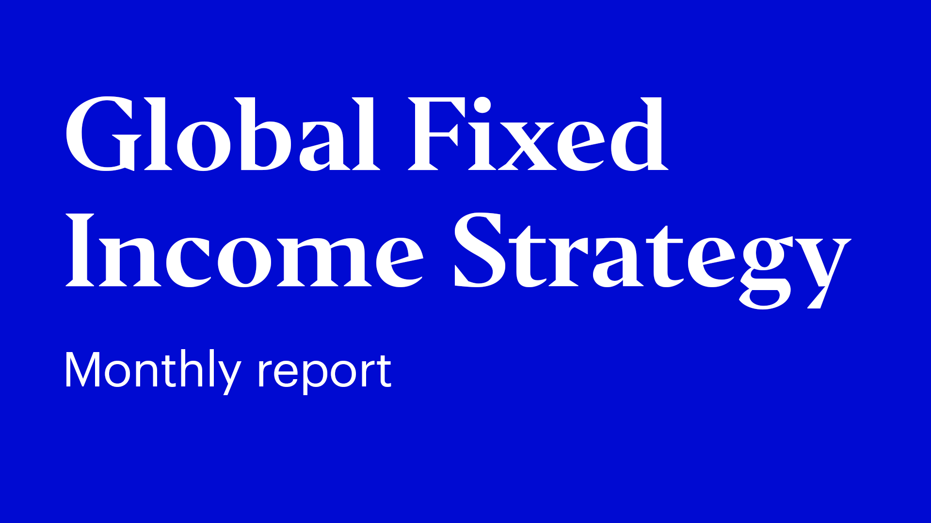 Global Fixed Income Strategy - January 2024