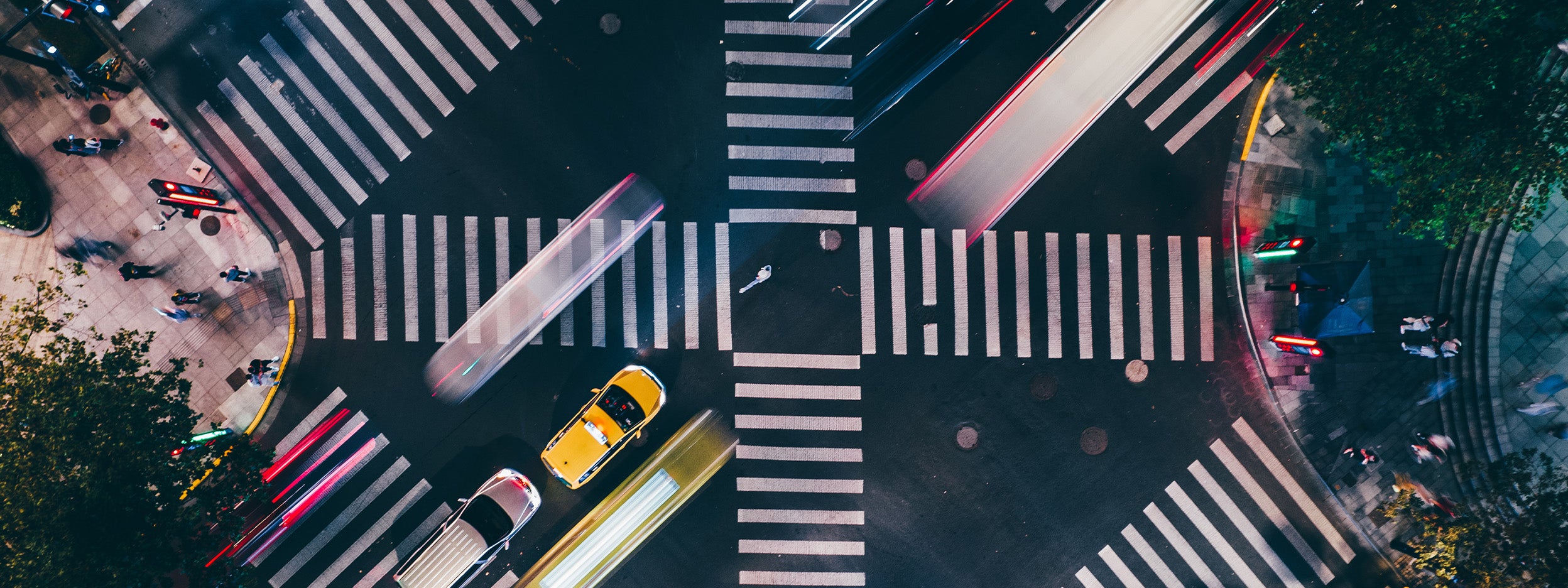 Cars at a crosswalk - view from above