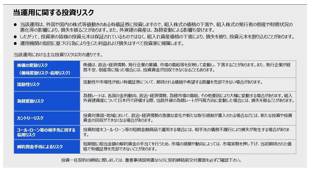 当該運用における主な投資リスク