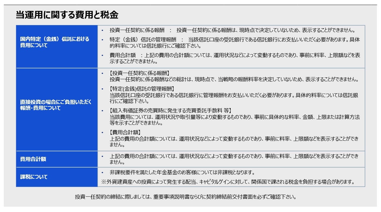 当運用に関する費用と税金