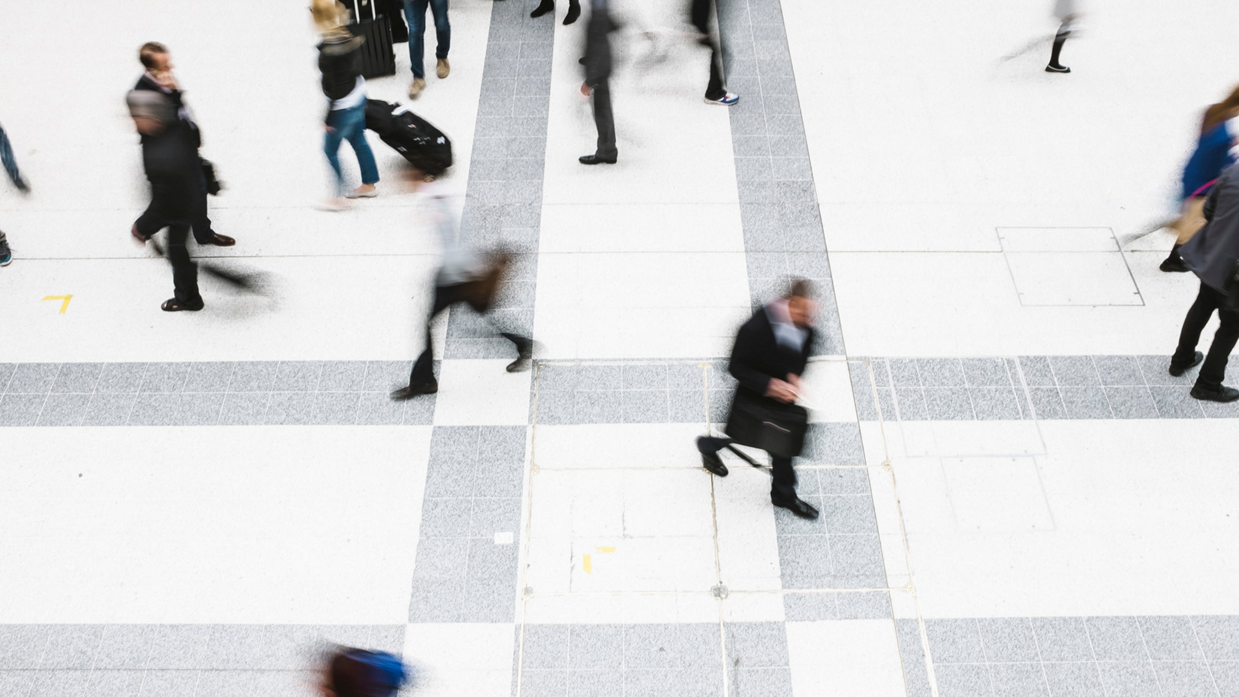 Arial view of people walking