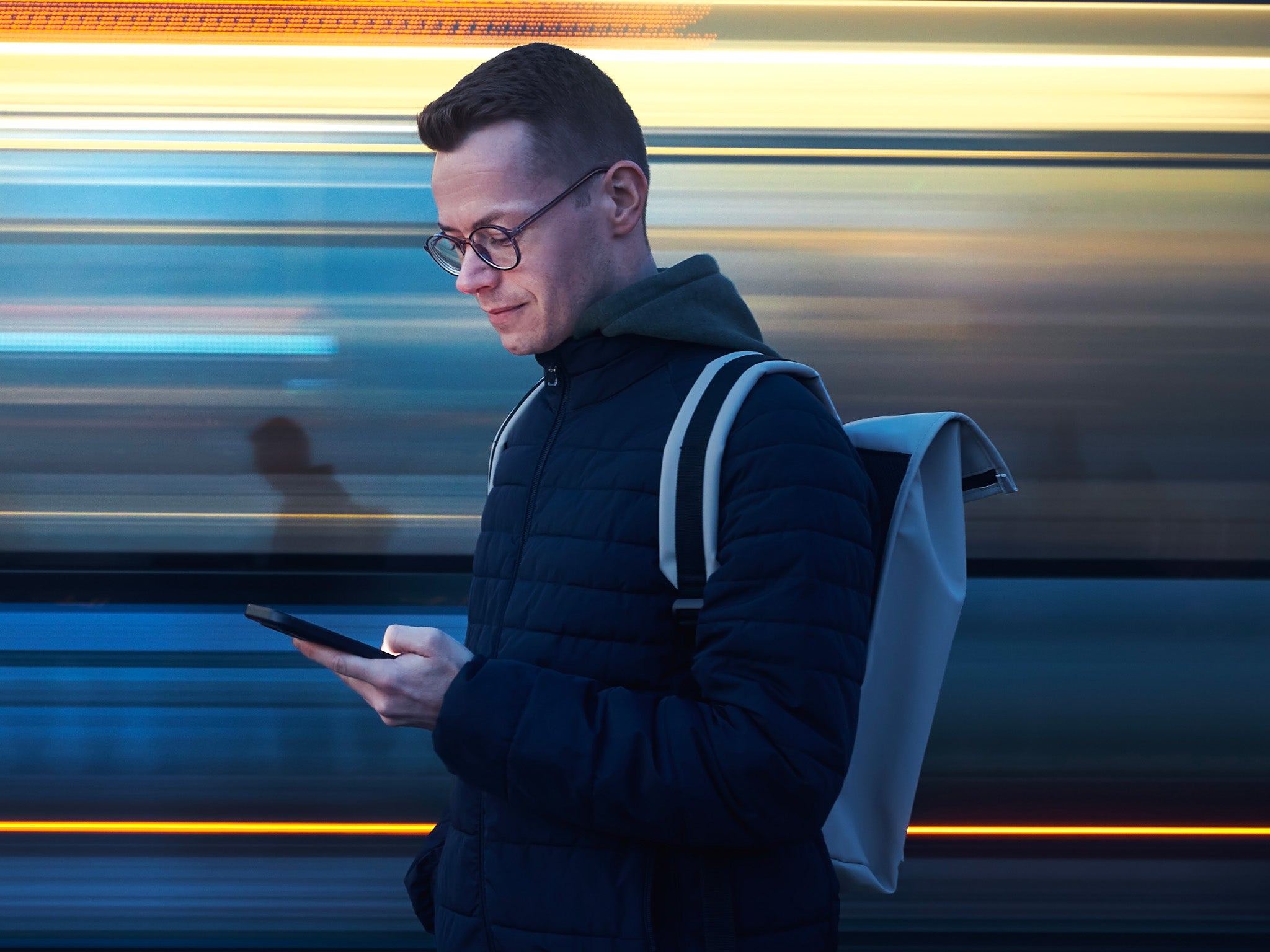 Man waiting for train