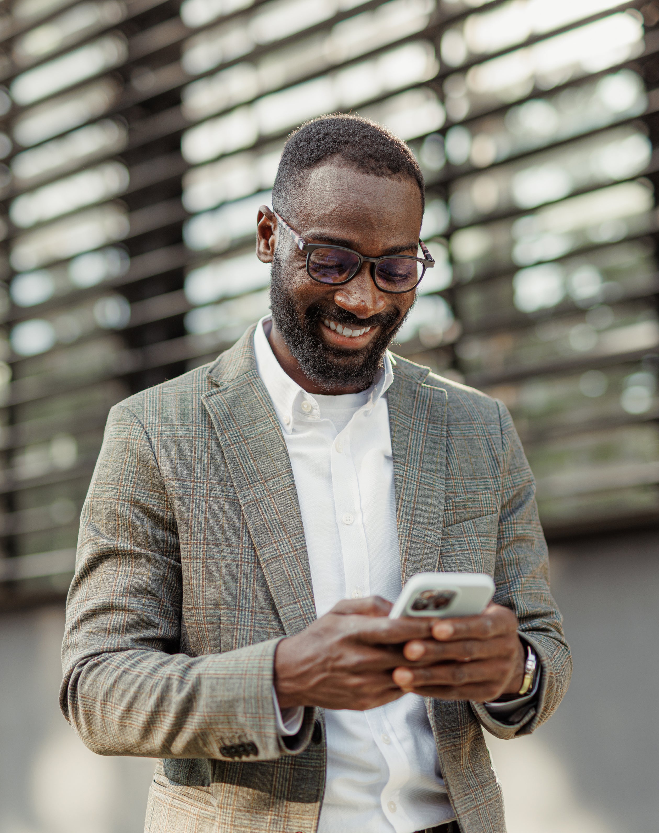 Person looking at phone in hand