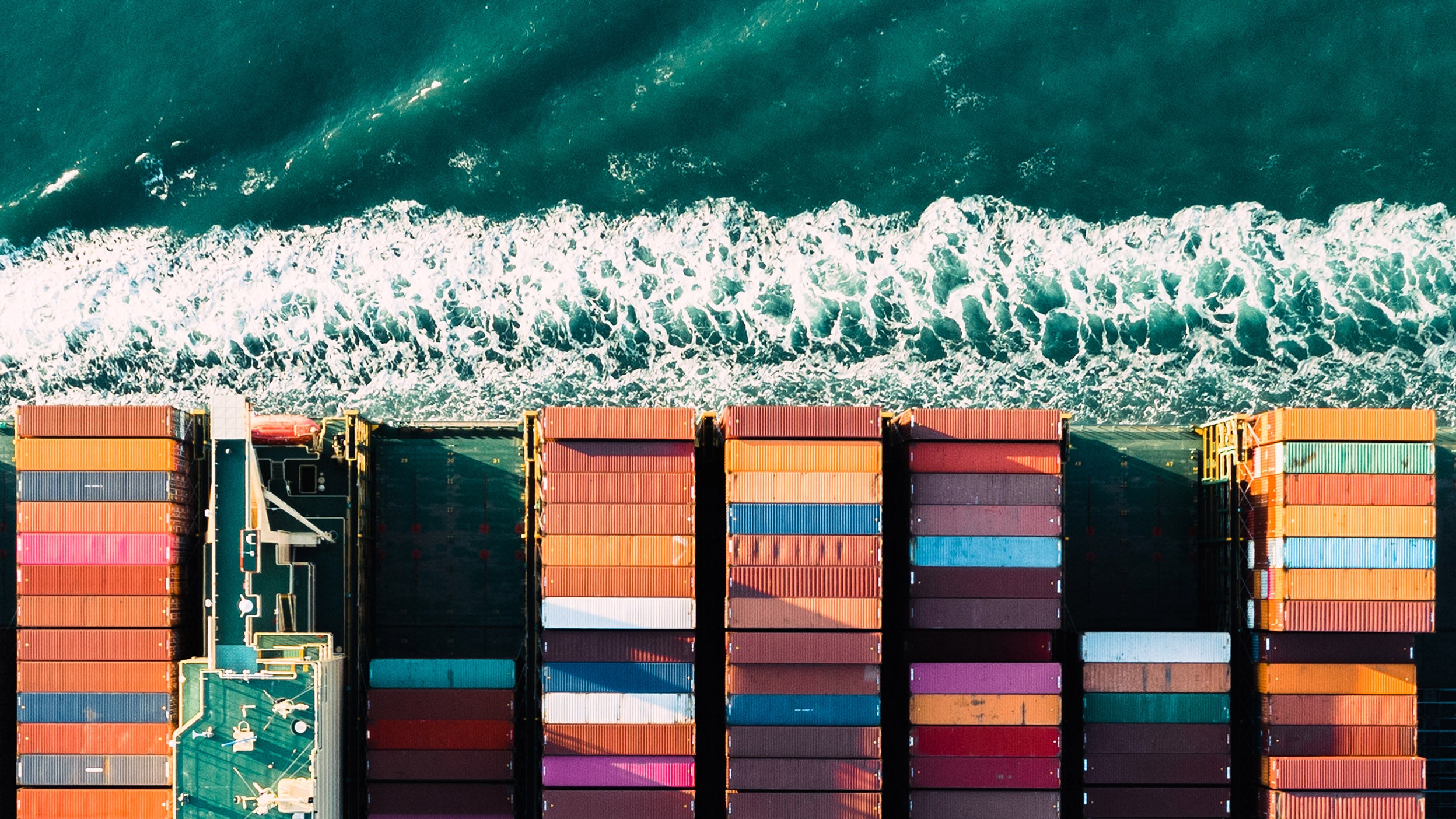 Aerial veiw of ships containing cargo