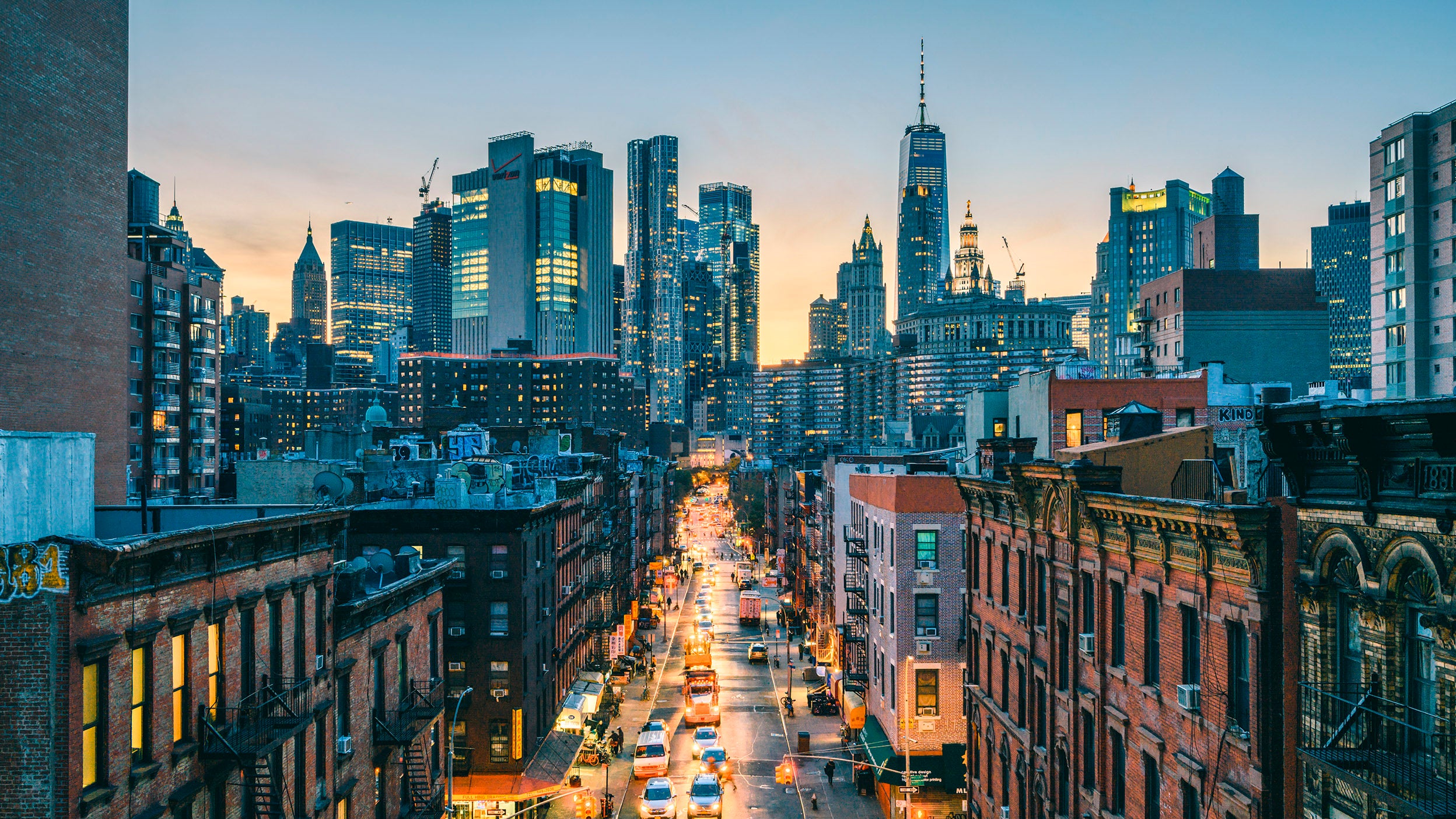 Busy street view from top