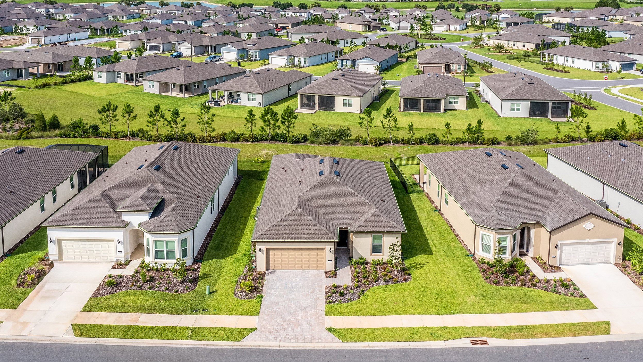 Aerial view of houses