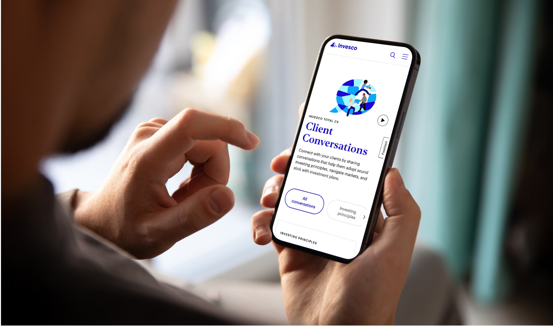 Client conversations on phone screen