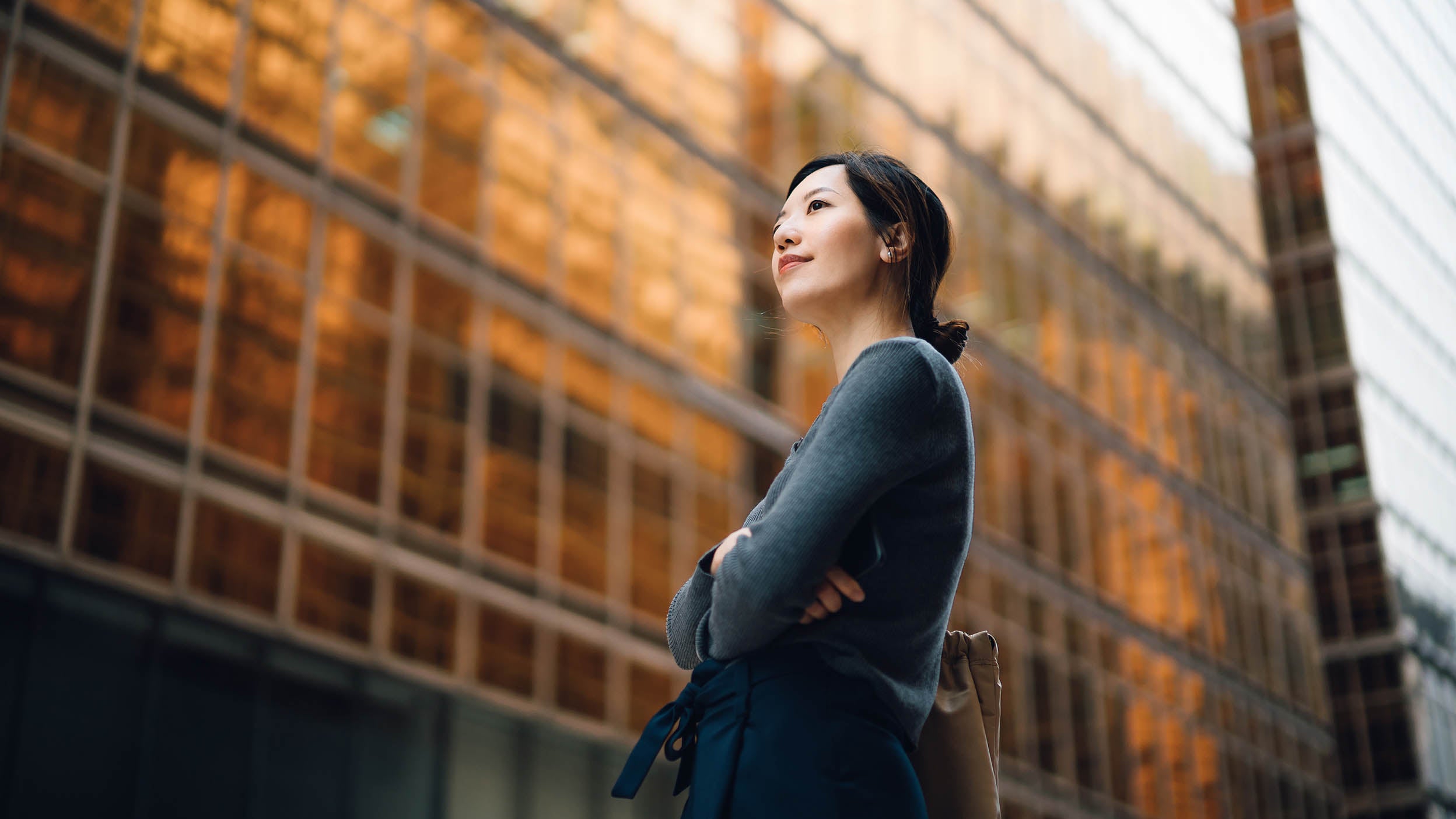 Woman looking ahead