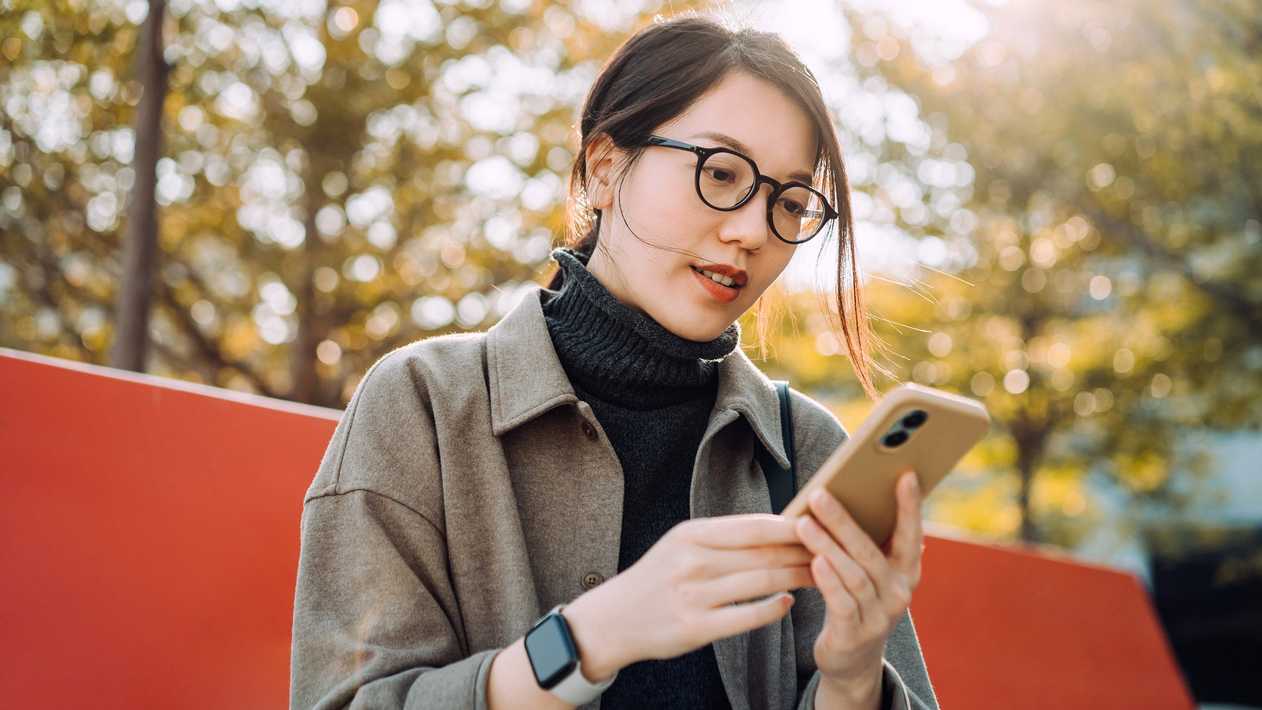 Woman reading her phone