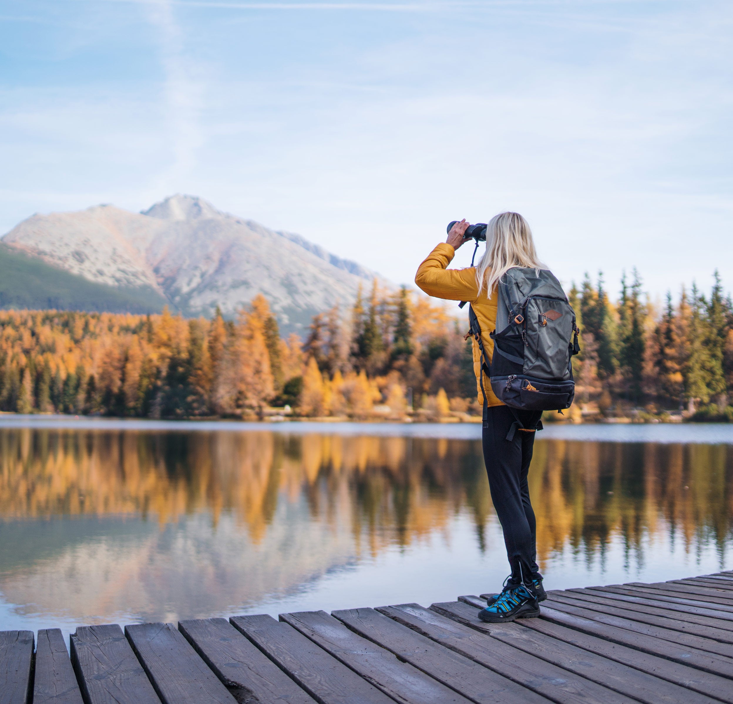 Woman exploring the mountains